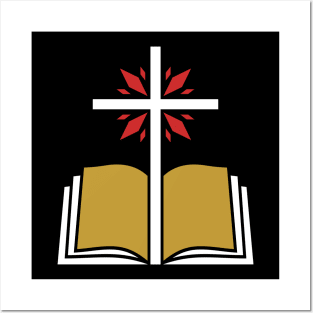 Cross of the Lord Jesus Christ and an open bible. Posters and Art